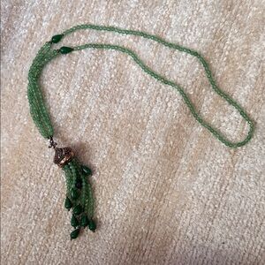 Chic Green Beaded Necklace with Tassel